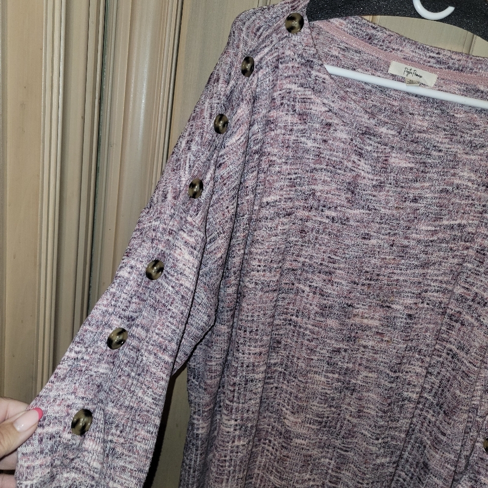 Womens plus Sz 2X Peyton Primrose pink Sweater with Buttons - Picture 5 of 7